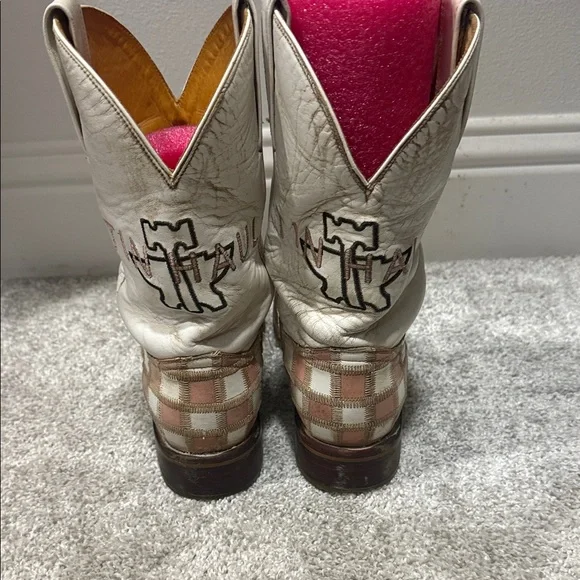 Tin Haul Pink & white checkered boots